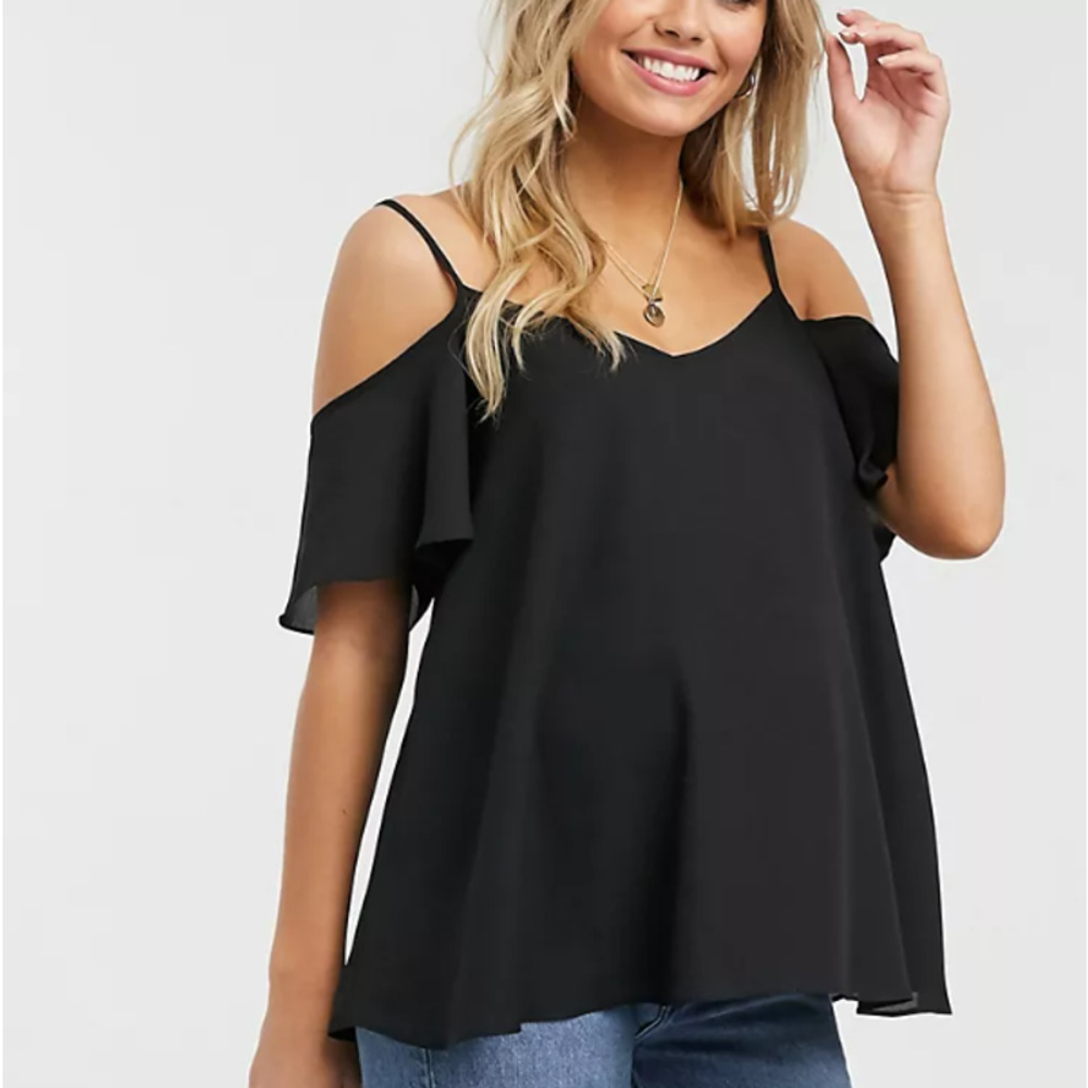 ASOS Cold Shoulder Cami Maternity Top, Women's Size 8 - Black